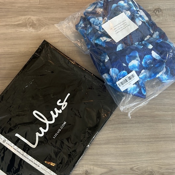 Lulu’s Memorable Poise Blue Floral Ruffled Bustier Midi Dress - Picture 5 of 5